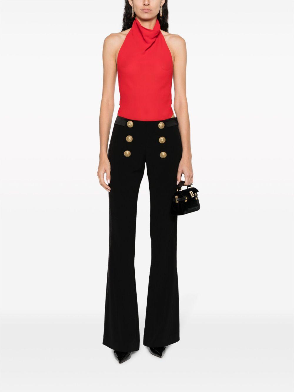 Button-detail Flared Trousers In Black Product Image