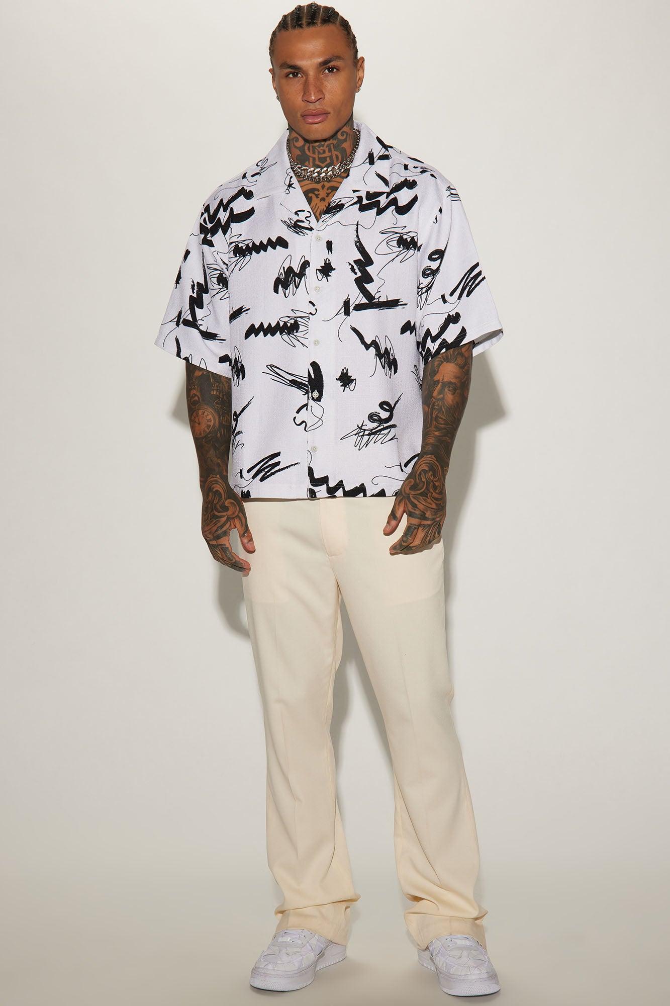 Zig Button Up Shirt - Cream/combo Product Image