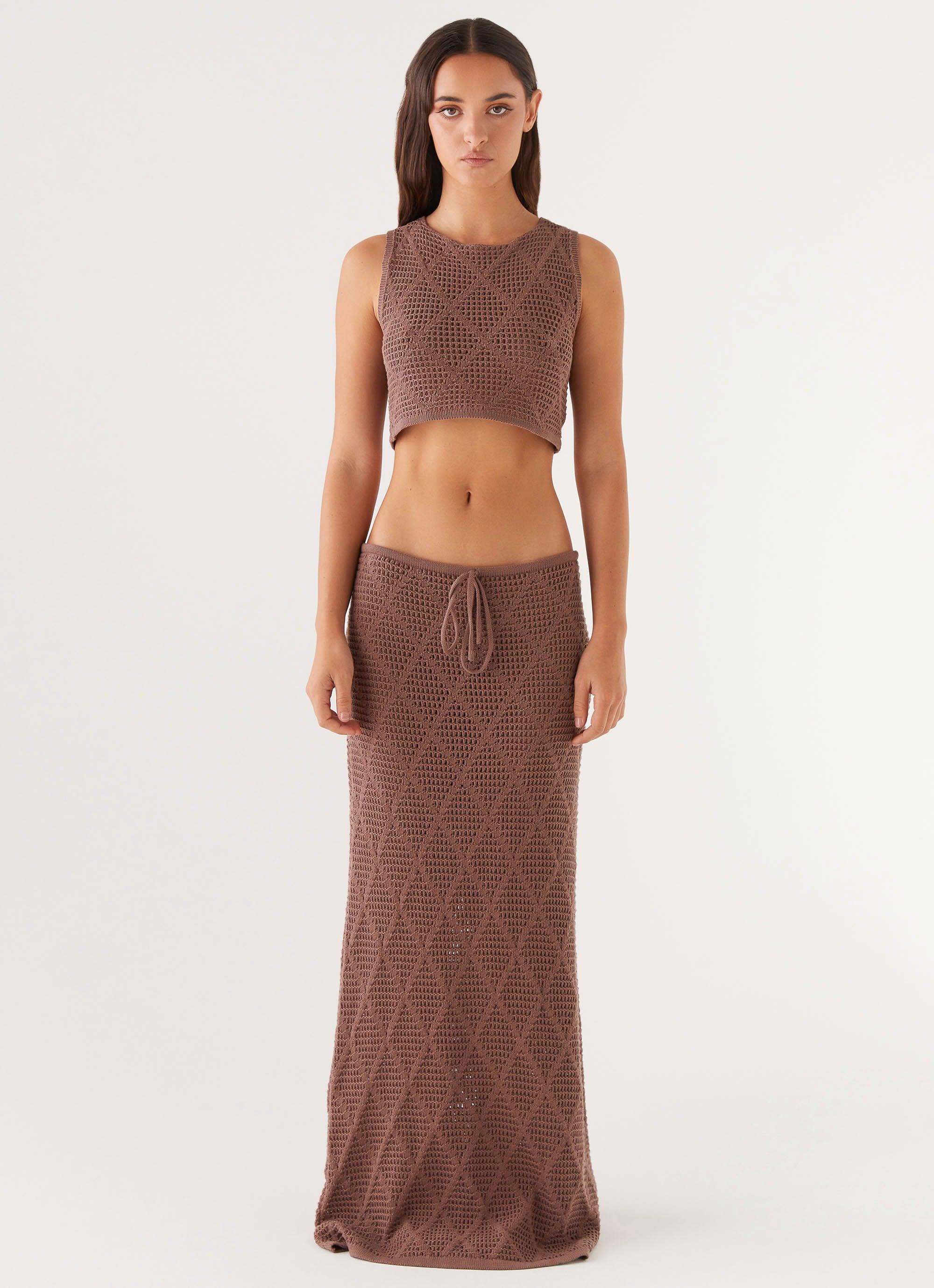 Santonio Crochet Crop Top - Chocolate Product Image