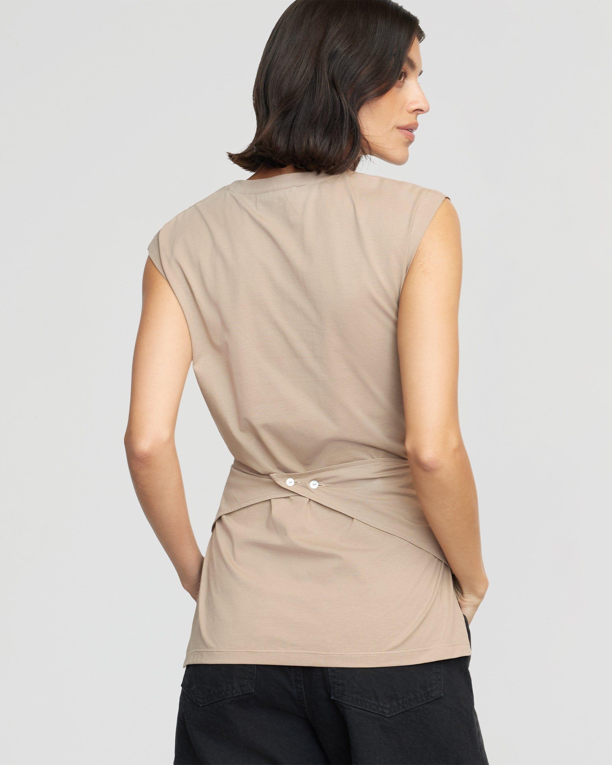 Janae Sleeveless Wrap Jersey Tee Product Image