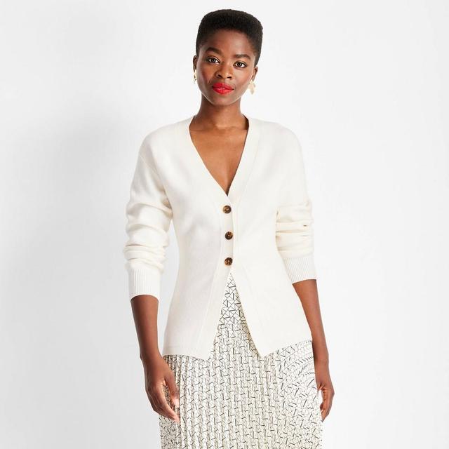 Womens Nipped Waist Cardigan - Future Collective Cream XS Product Image