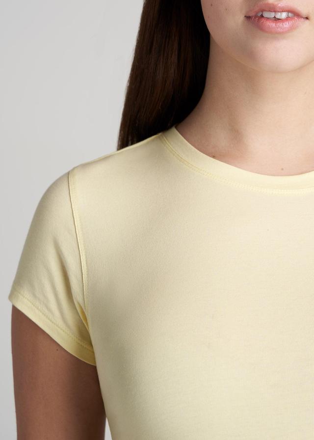 Women's SLIM-FIT Crewneck Cap Sleeve Tall Tee in Butter Yellow Product Image