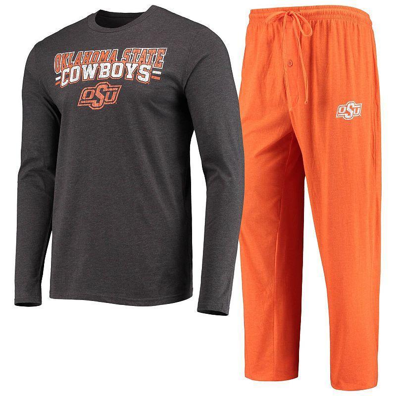 Mens Concepts Sport /Heathered Charcoal Oklahoma State Cowboys Meter Long Sleeve T-Shirt & Pants Sleep Set Product Image