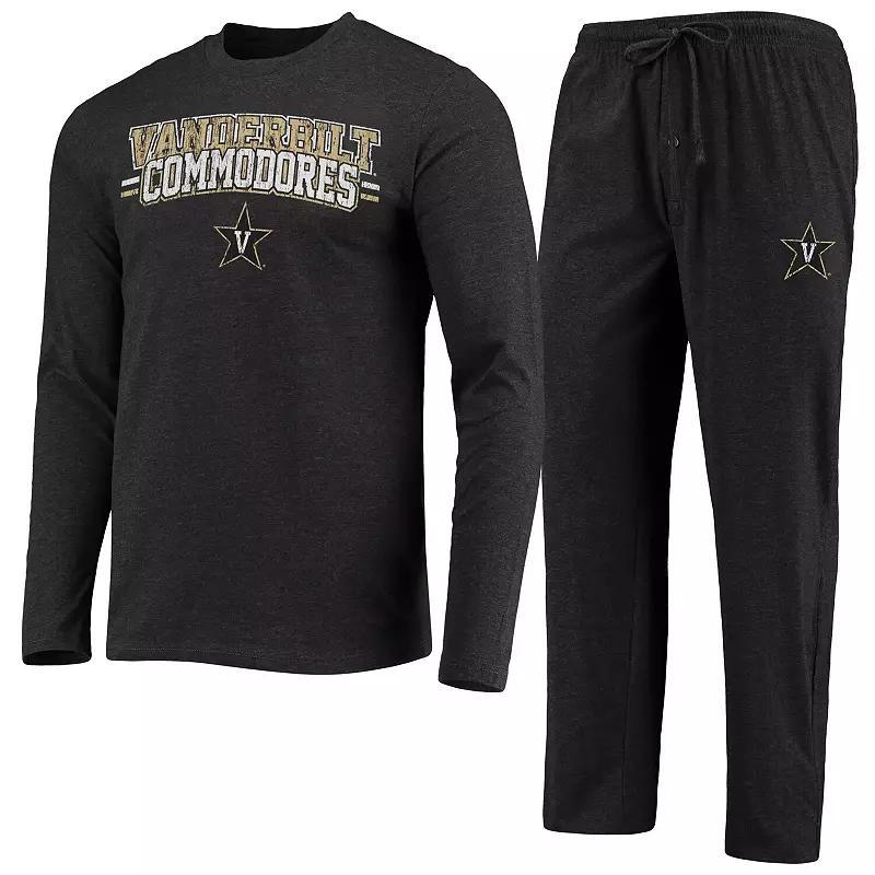 Mens Concepts Sport Black/Heathered Charcoal Vanderbilt Commodores Meter Long Sleeve T-Shirt & Pants Sleep Set VAN Black Product Image