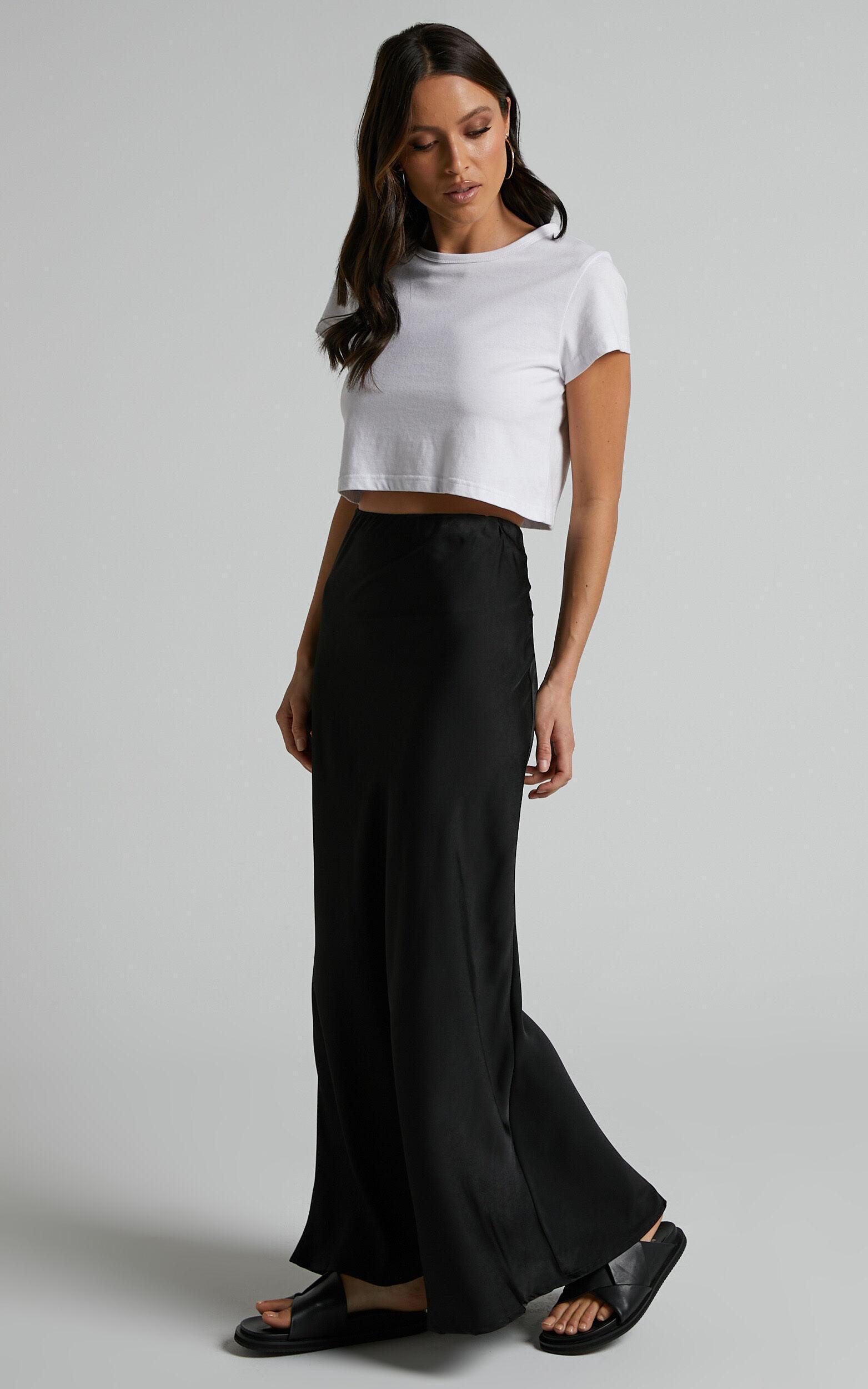 Amari Maxi Skirt - High Waisted Bias Cut Skirt in Black Product Image