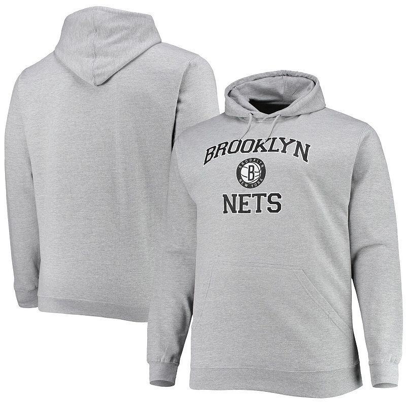 Mens Heathered Gray Brooklyn Nets Big & Tall Heart & Soul Pullover Hoodie Product Image