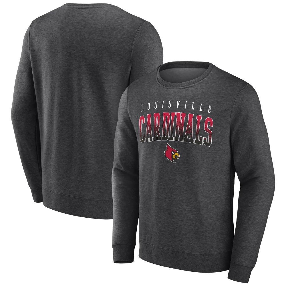 NCAA Louisville Cardinals Mens Crew Neck Fleece Gray Sweatshirt Product Image