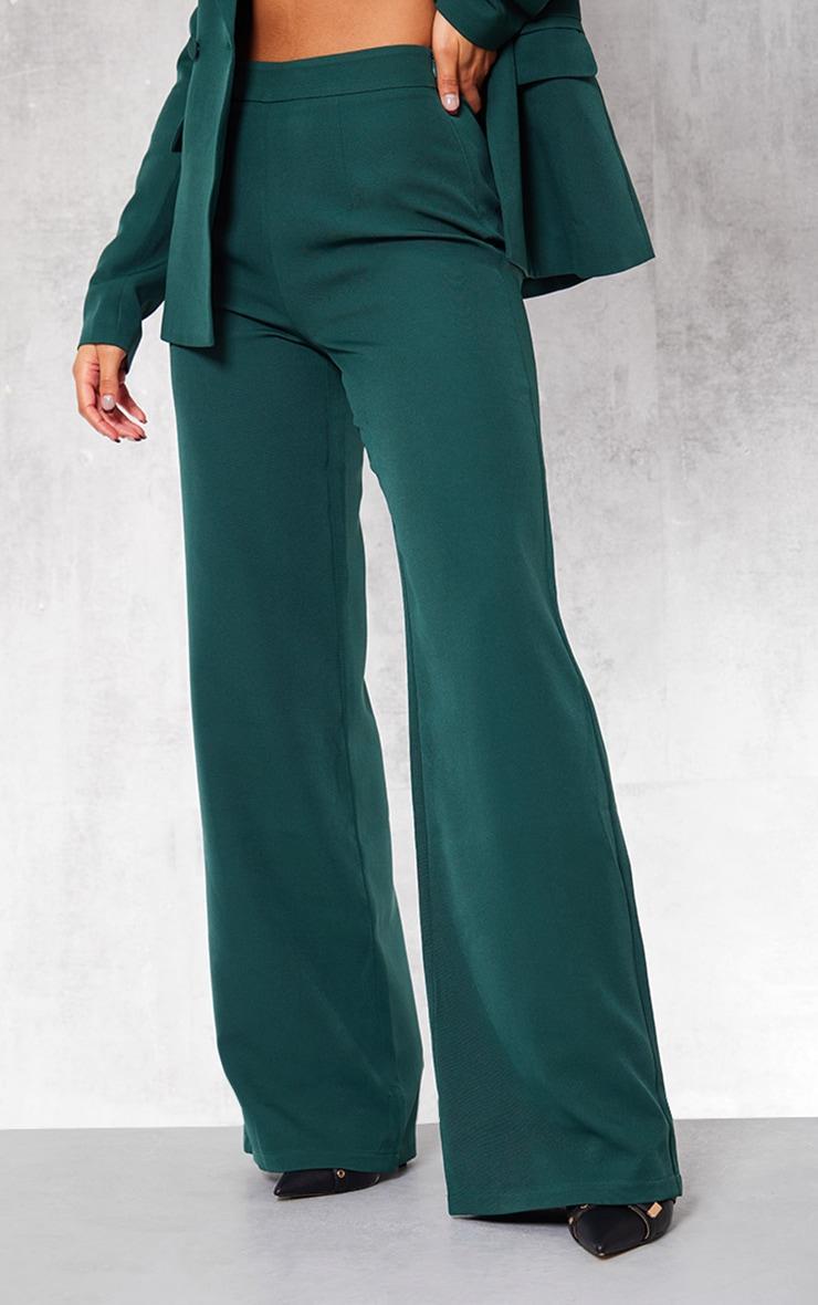 Forest Green Woven High Waisted Tailored Wide Leg Pants Product Image