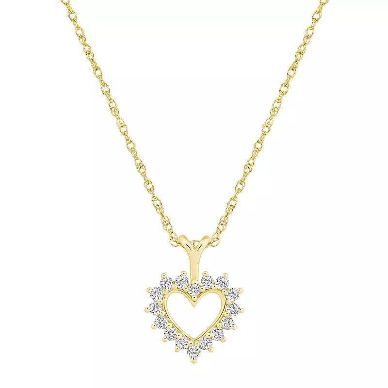 Alyson Layne 14k Gold 1/4 Carat T.W. Diamond Open Heart Pendant Necklace, Womens Product Image