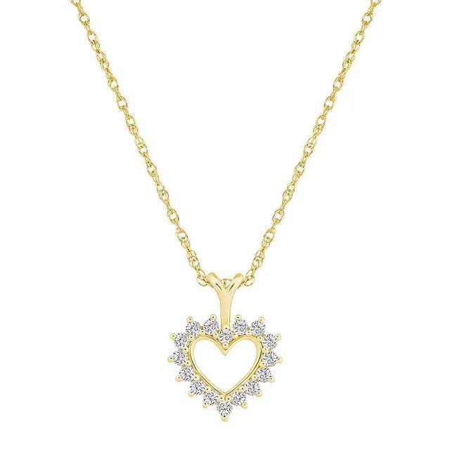 Alyson Layne 14k Gold 1/4 Carat T.W. Diamond Open Heart Pendant Necklace, Womens Product Image