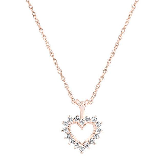 Alyson Layne 14k Gold 1/4 Carat T.W. Diamond Open Heart Pendant Necklace, Womens 14k Rose Gold Product Image