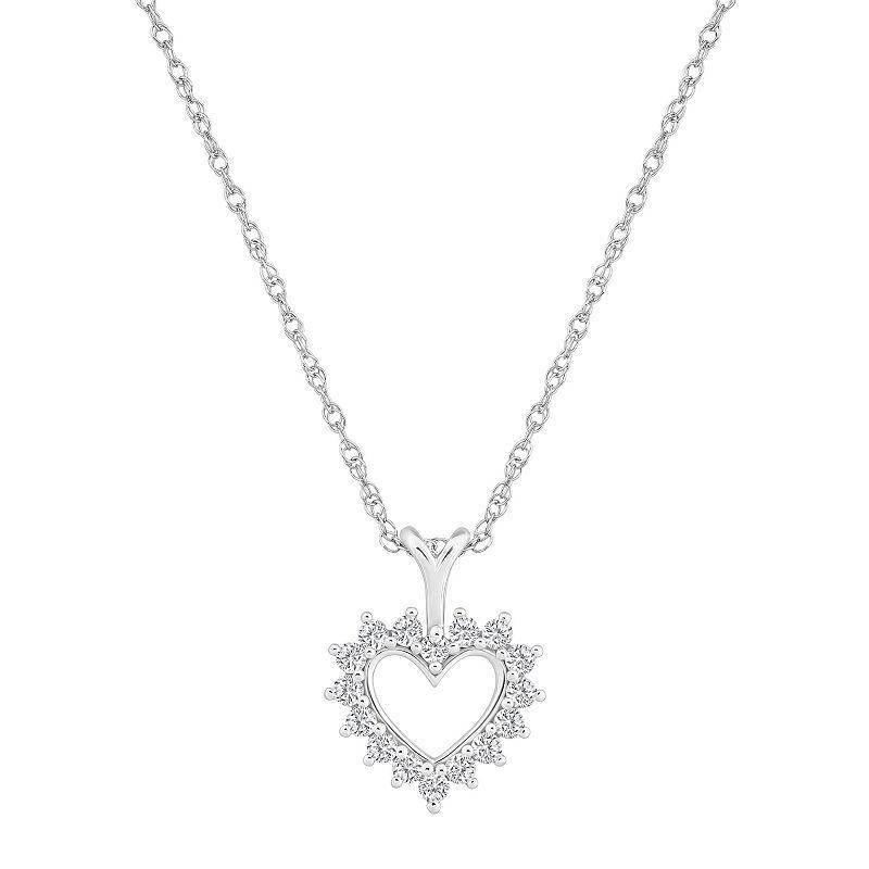 Alyson Layne 14k Gold 1/4 Carat T.W. Diamond Open Heart Pendant Necklace, Womens White Product Image