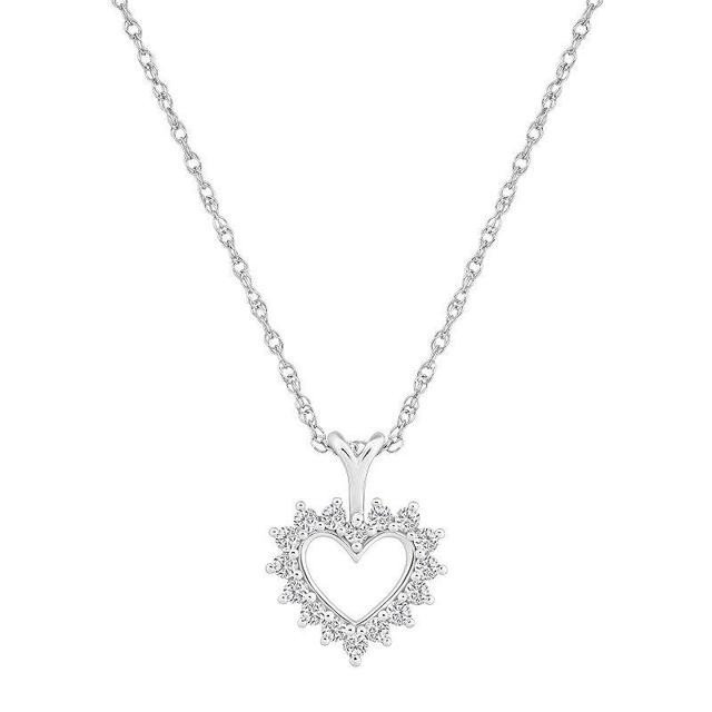 Alyson Layne 14k Gold 1/4 Carat T.W. Diamond Open Heart Pendant Necklace, Womens White Product Image