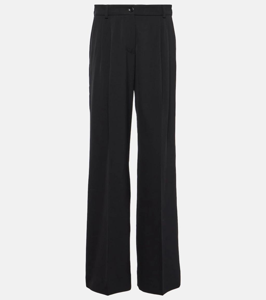 DOLCE & GABBANA Pleated Wool-blend Wide-leg Pants In Black Product Image