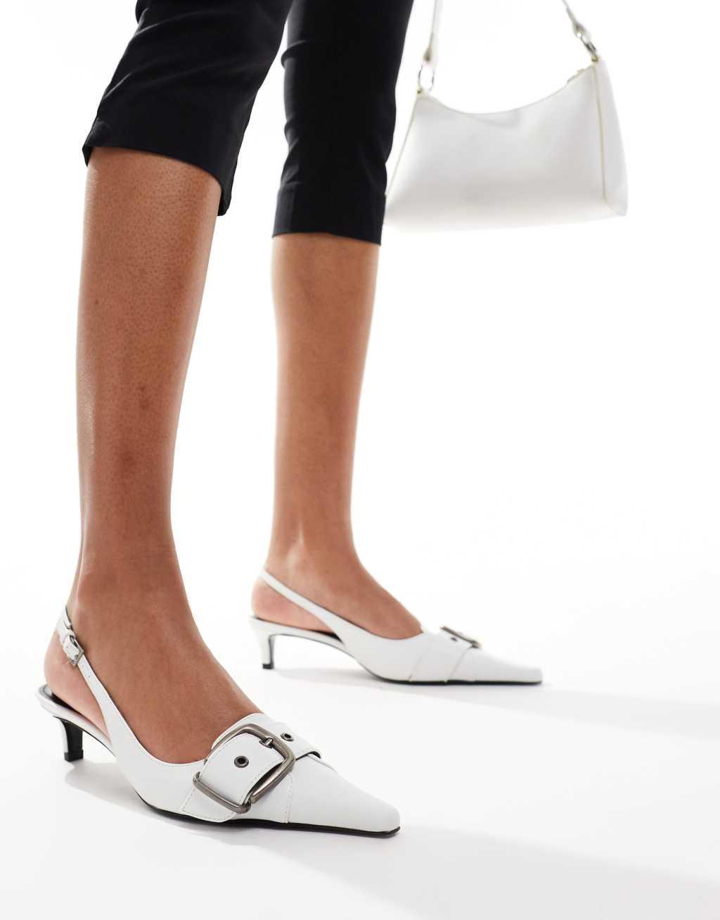 Mango buckle heel shoes in white Product Image