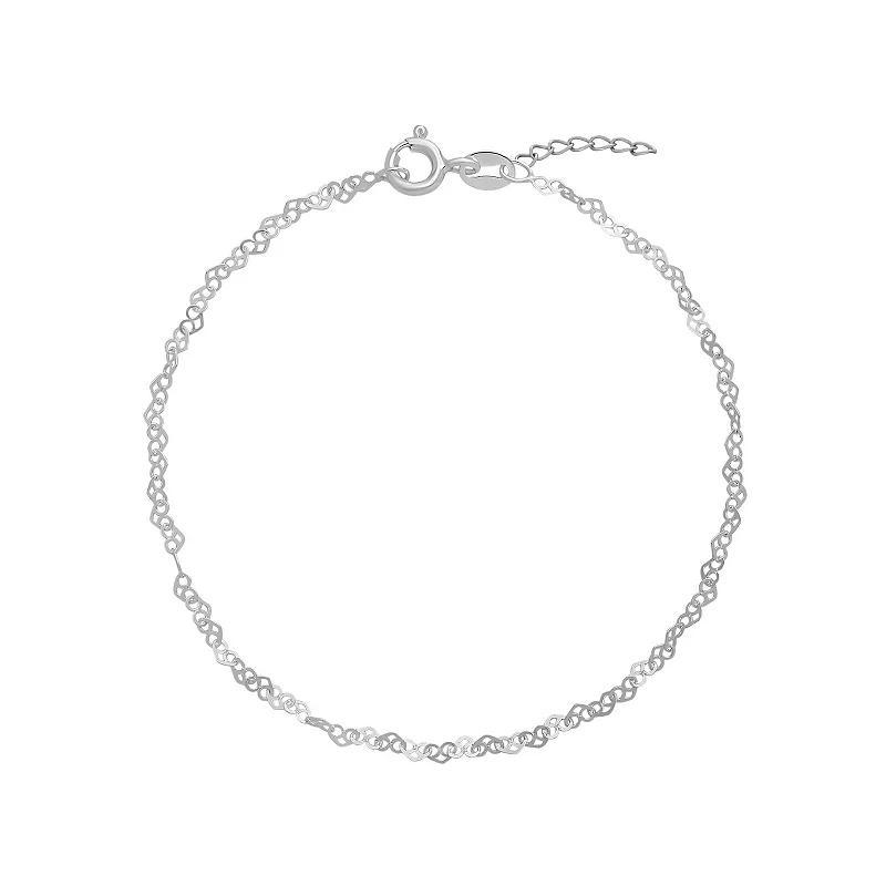 PRIMROSE Sterling Silver Heart Link Anklet, Womens Product Image