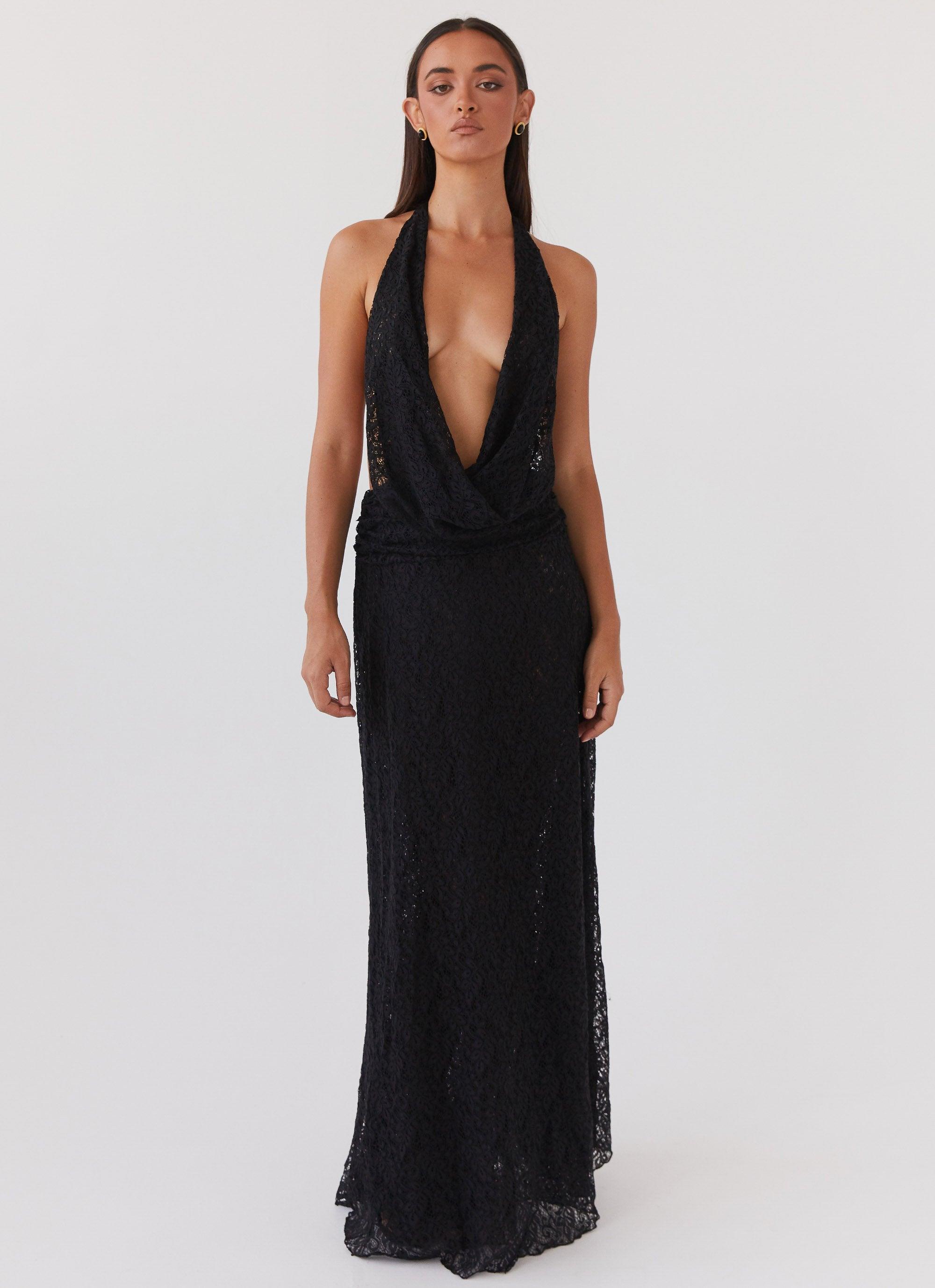 Elysia Lace Maxi Dress - Black Product Image