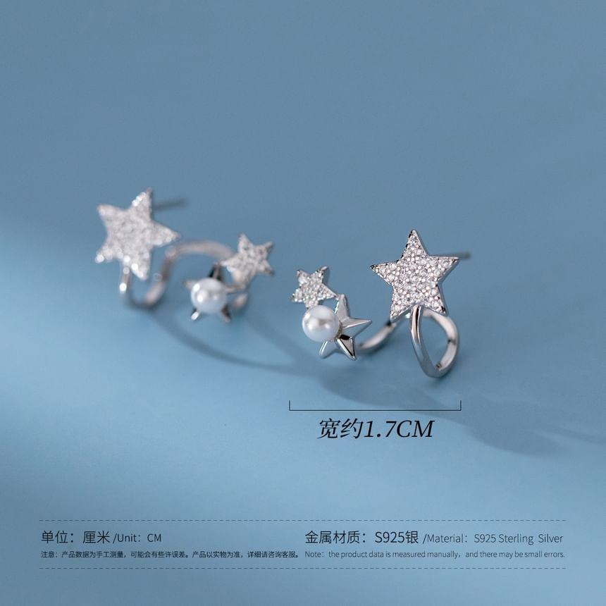 925 Sterling Silver Rhinestone Star Climber Earring Product Image