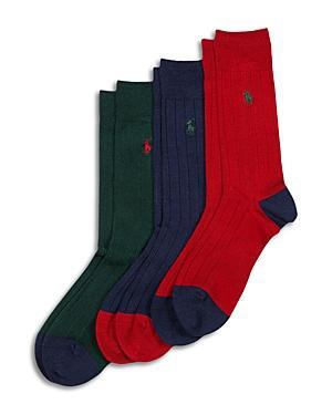 Polo Ralph Lauren Mens 3-Pk. Soft Touch Rib Dress Socks - Black/Blue Product Image