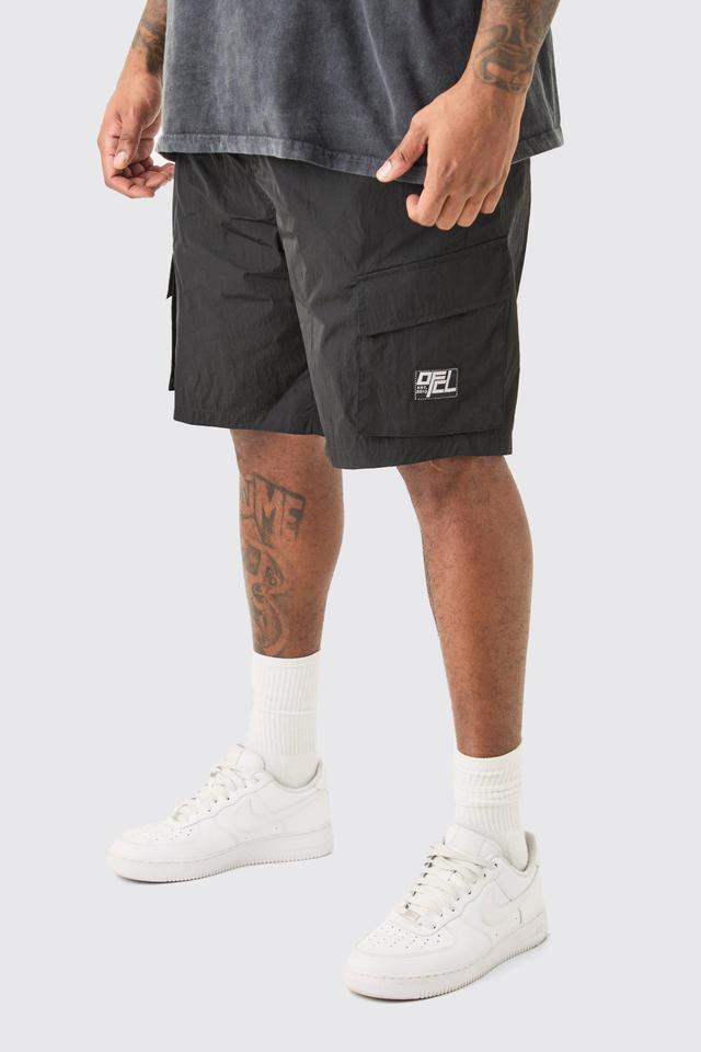 Plus Elasticated Waist Ofcl Nylon Cargo Short | boohooMAN USA Product Image