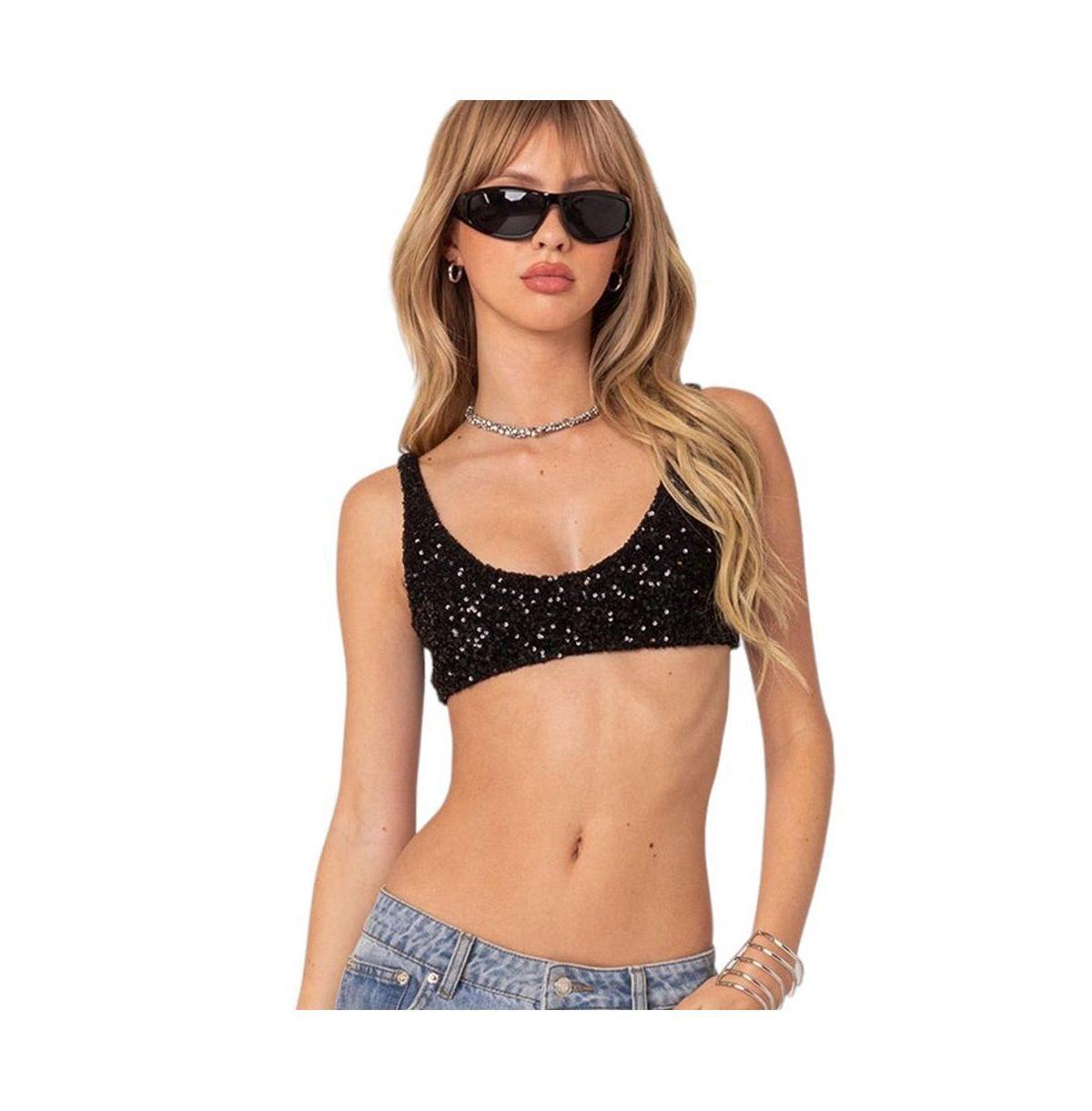 EDIKTED Oolala Sequin Bra Top Product Image