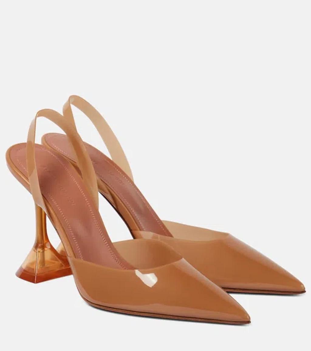 AMINA MUADDI Holli Clear Slingback Pumps In Nude product image