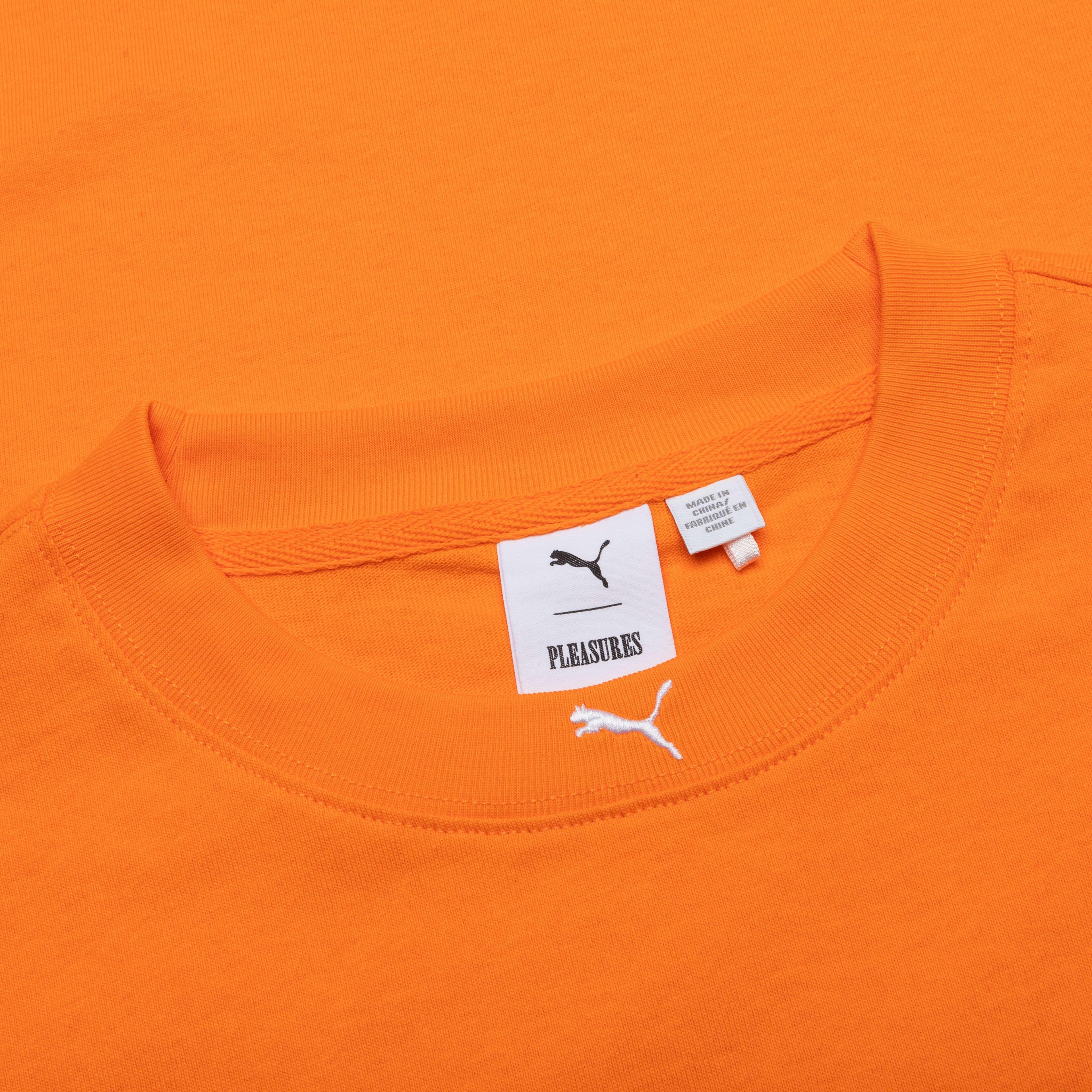 Puma x Pleasures Typo Tee - Orange Male Product Image