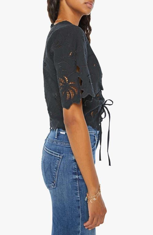 The Social Butterfly Drawstring Crop Top In Black Product Image