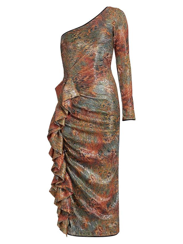 Womens Delphi Peacock Sequin Midi-Dress Product Image