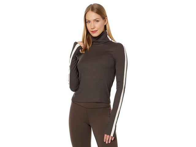 Splits59 Jackson Rib Turtleneck (Dark Chocolate/Creme) Women's Clothing Product Image