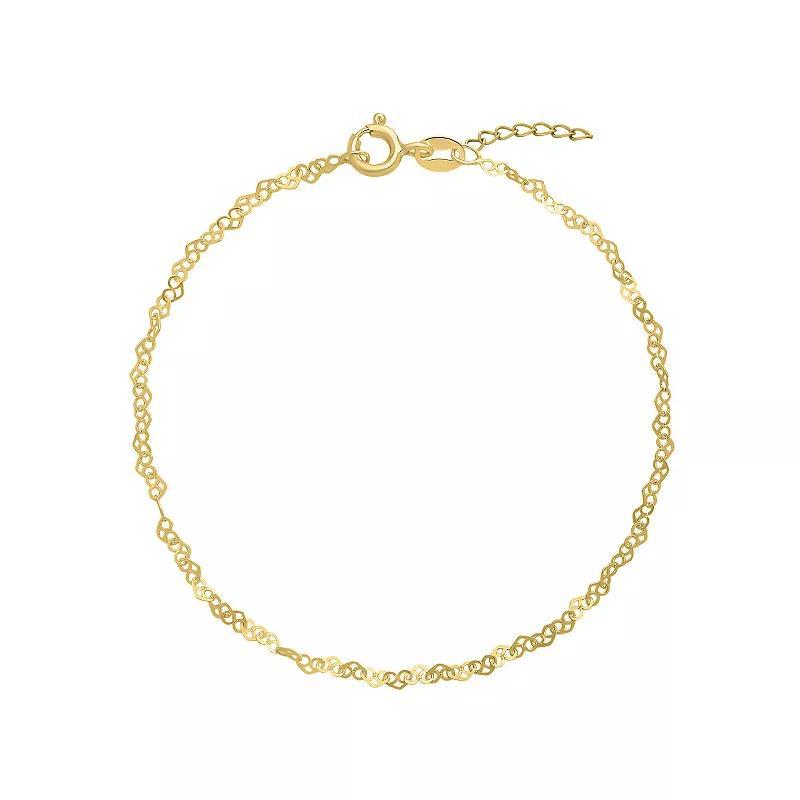 PRIMROSE Sterling Silver Heart Link Anklet, Womens Gold Over Sterling Product Image