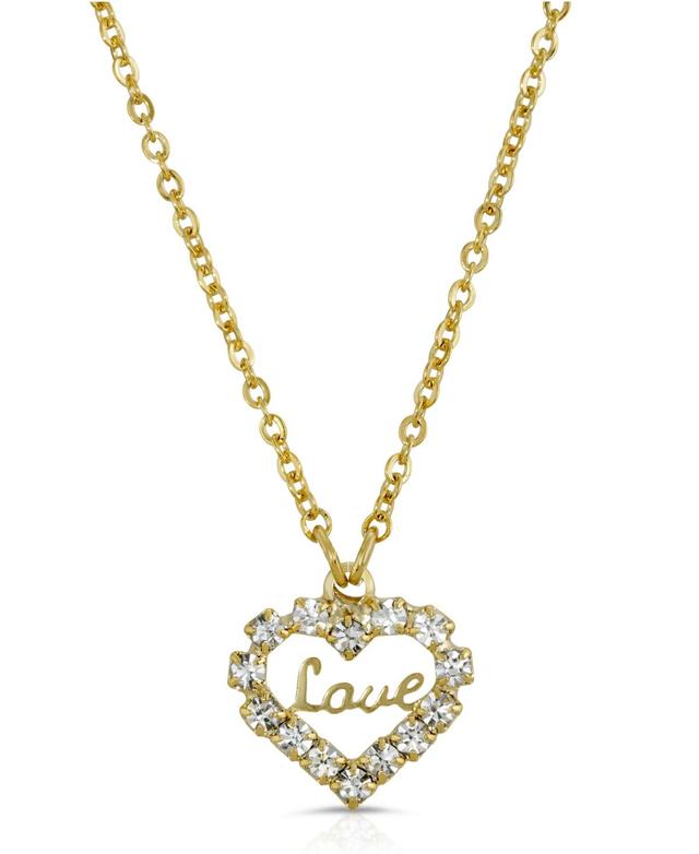 1928 14k Gold Dipped Crystal Accented Love Heart Pendant Necklace, Womens Product Image