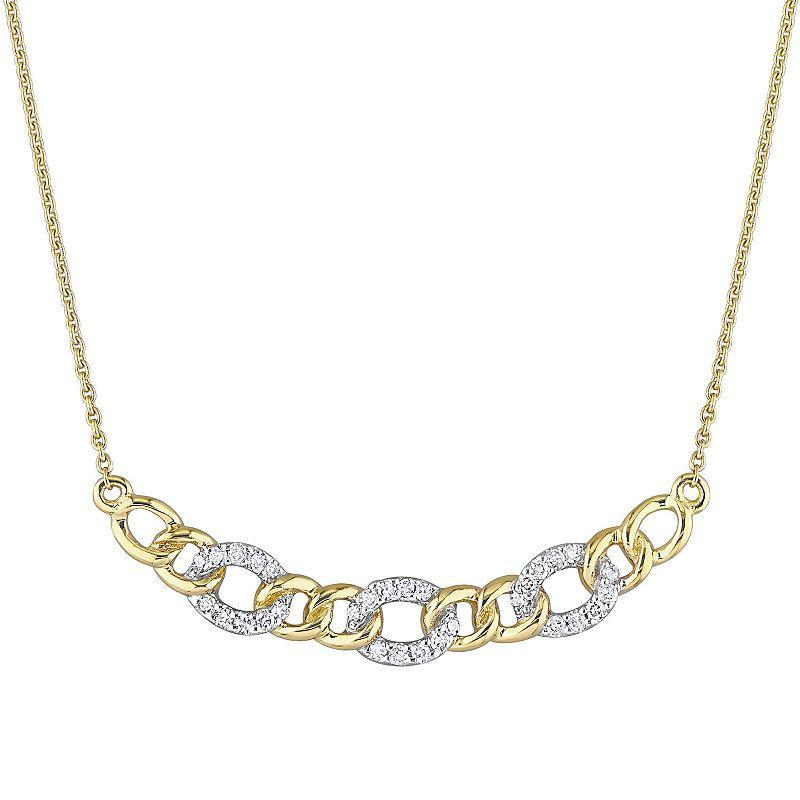 Stella Grace 10k Gold 1/10 Carat T.W. Diamond Oval Link Necklace, Womens Product Image