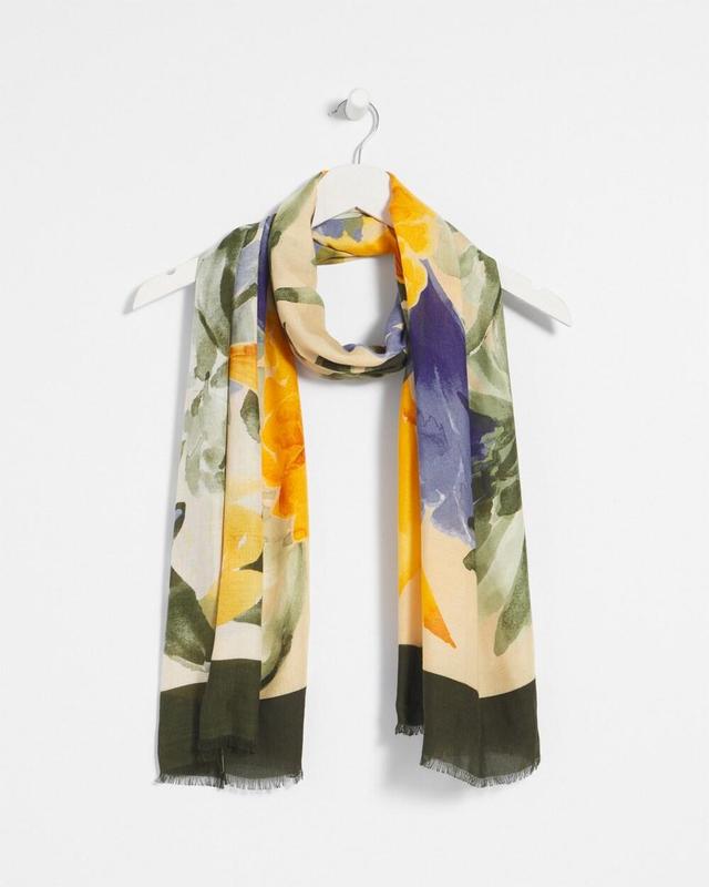 Golden Floral Oblong Scarf Product Image