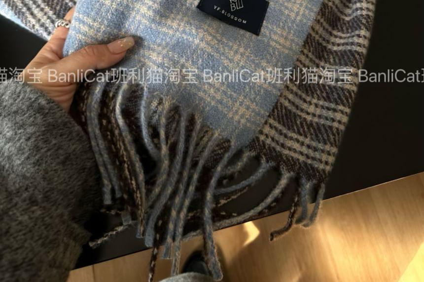 Plaid Fringed Trim Scarf Product Image