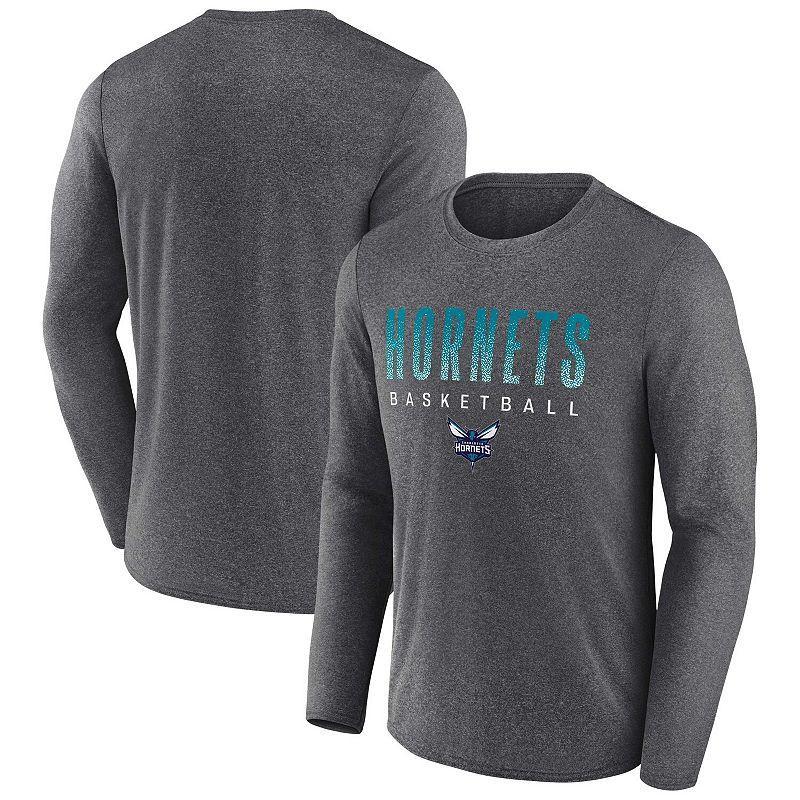 Mens Fanatics Heathered Charcoal Charlotte Hornets Where Legends Play Iconic Practice Long Sleeve T-shirt Product Image