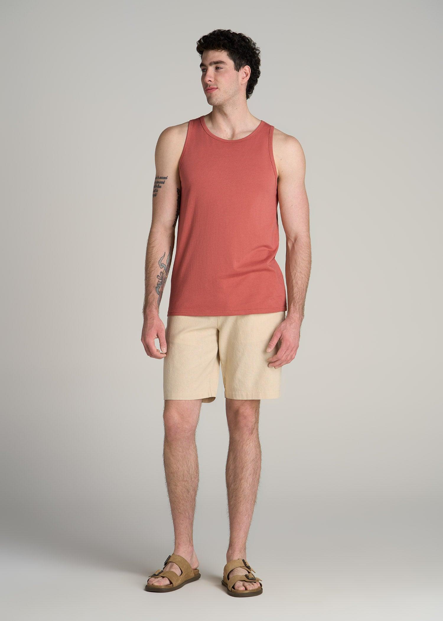 The Essentials: Men's Tall SLIM-FIT Beach Tank Top in Persimmon Product Image