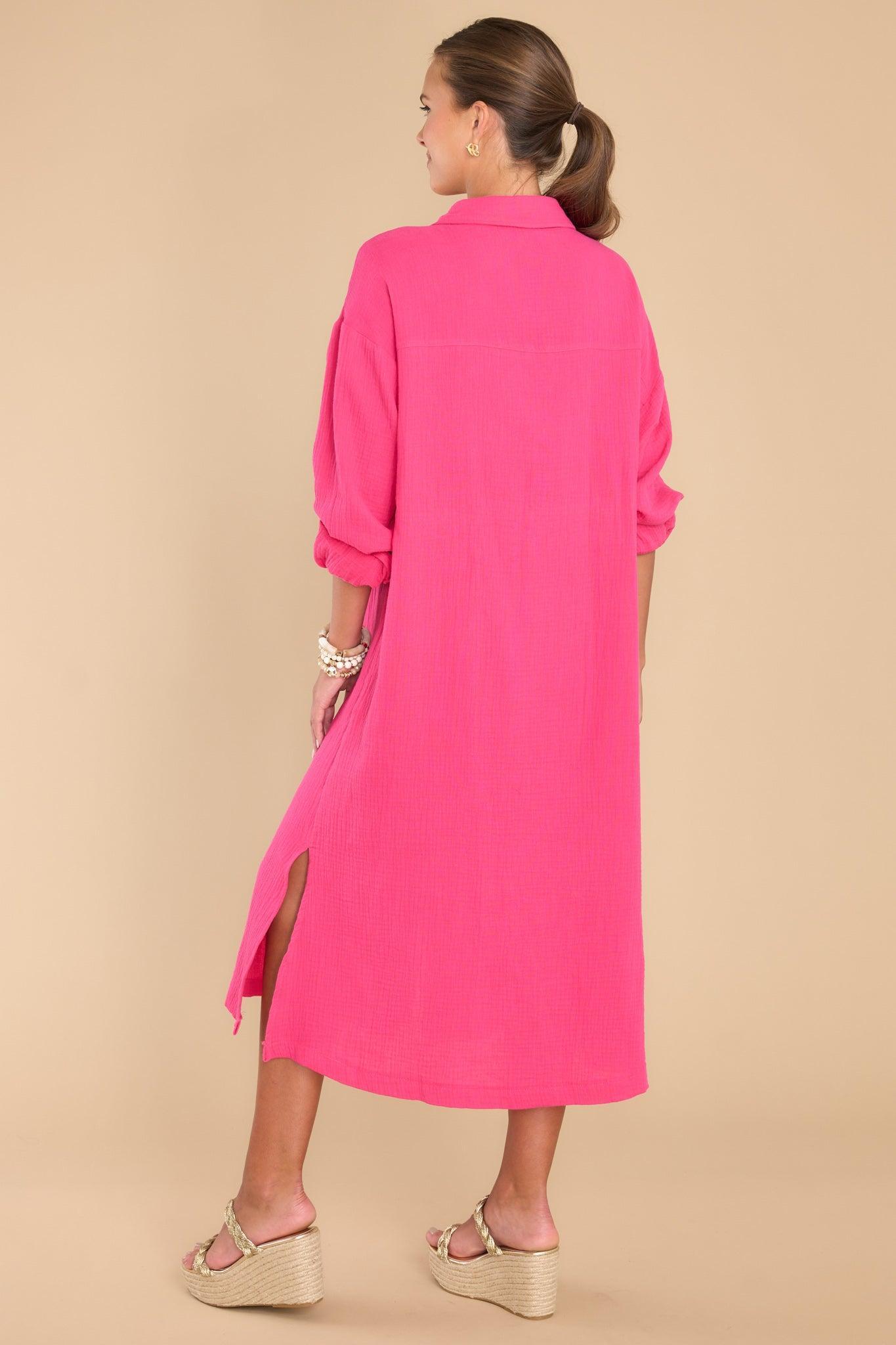 Aura Somewhere Up Above Lipstick Midi Dress Pink Product Image