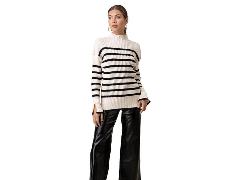 line and dot Sunday Stripe Sweater (Ivory/Black) Women's Sweater Product Image