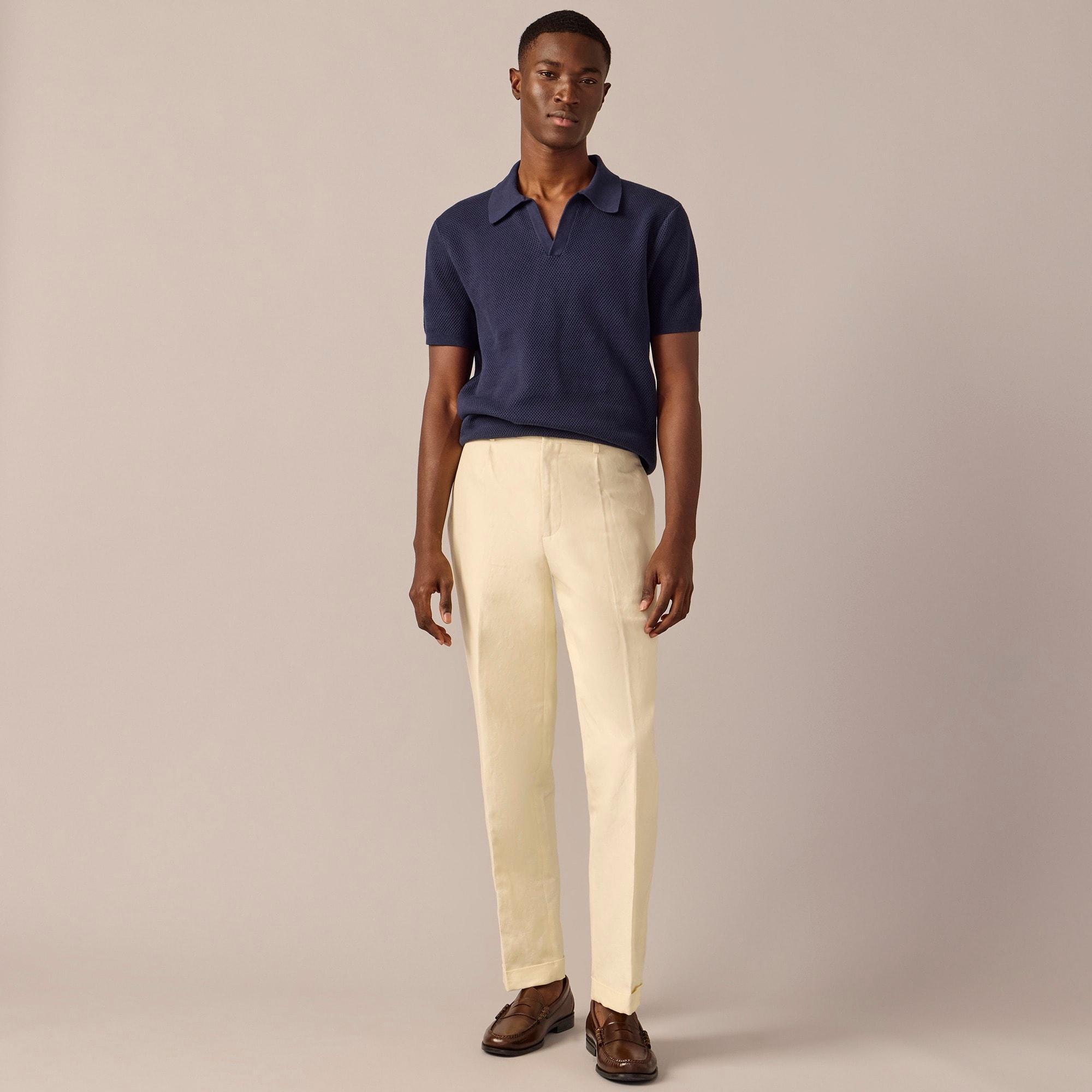 Crosby Classic-fit pleated suit pant in Italian linen-cotton blend Product Image