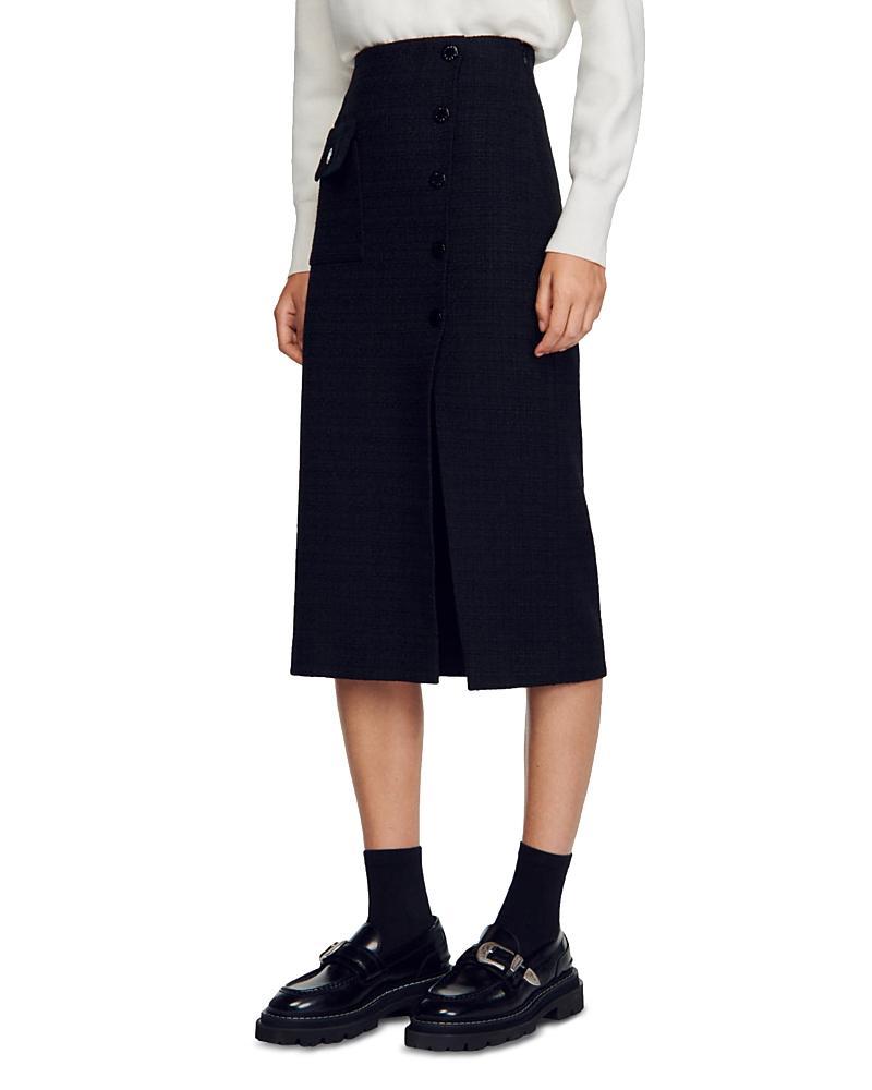 Sandro Tzara Tweed Midi Skirt Product Image