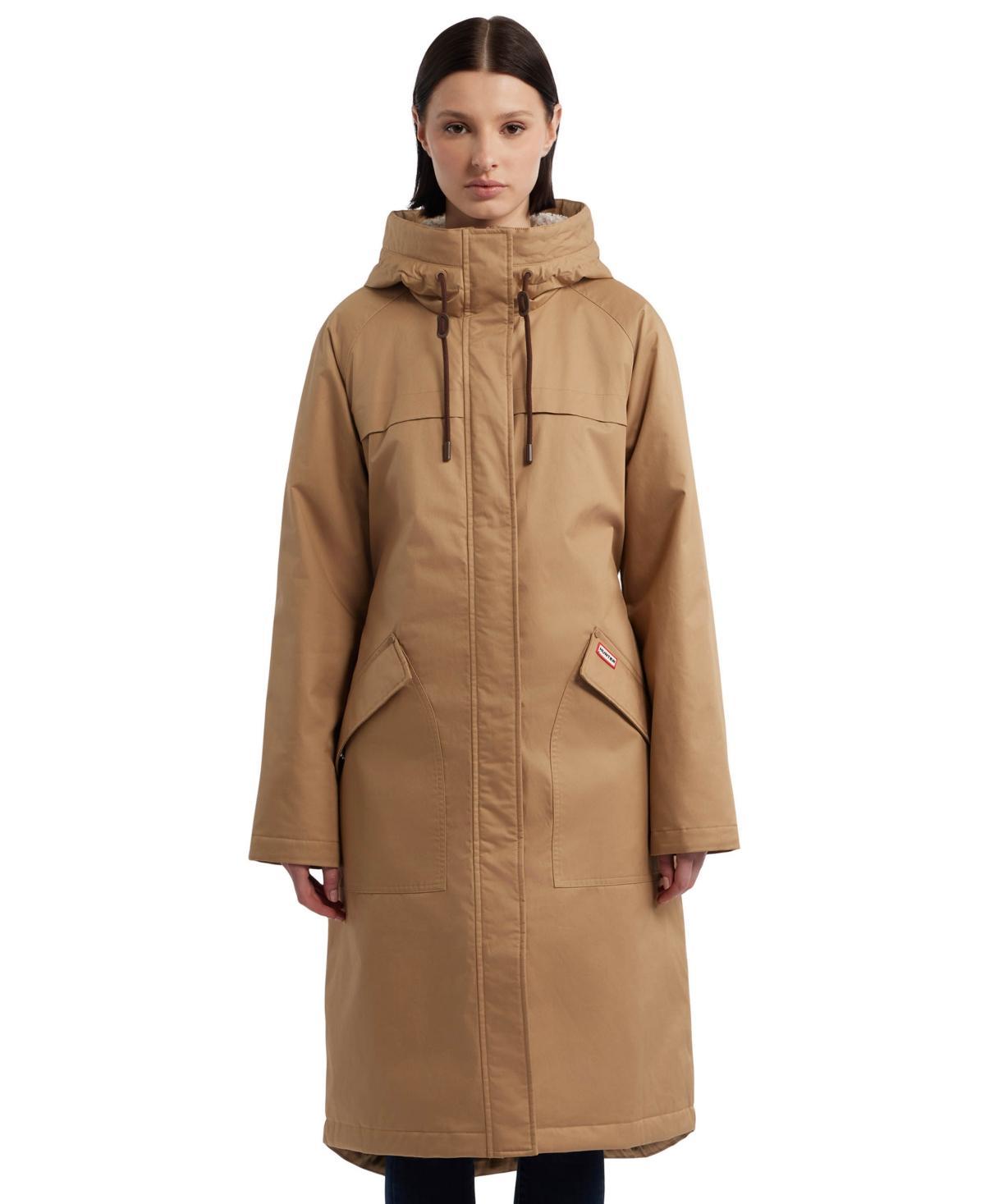 Hunter Womens Hooded Water-Repellent Canvas A-Line Coat Product Image