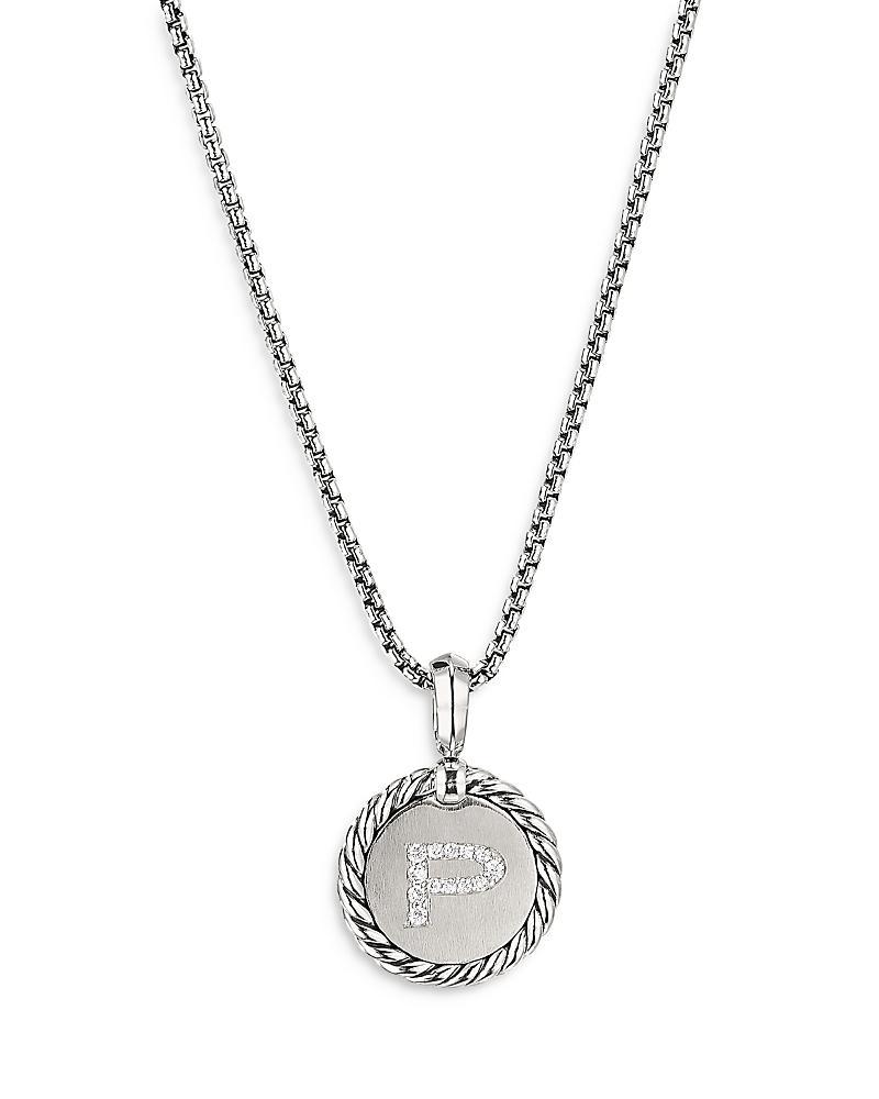 Womens M Initial Charm Necklace in Sterling Silver Product Image