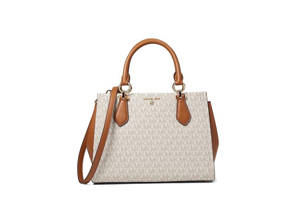 MICHAEL Michael Kors Marilyn Medium Satchel (Vanilla/Acorn) Handbags Product Image