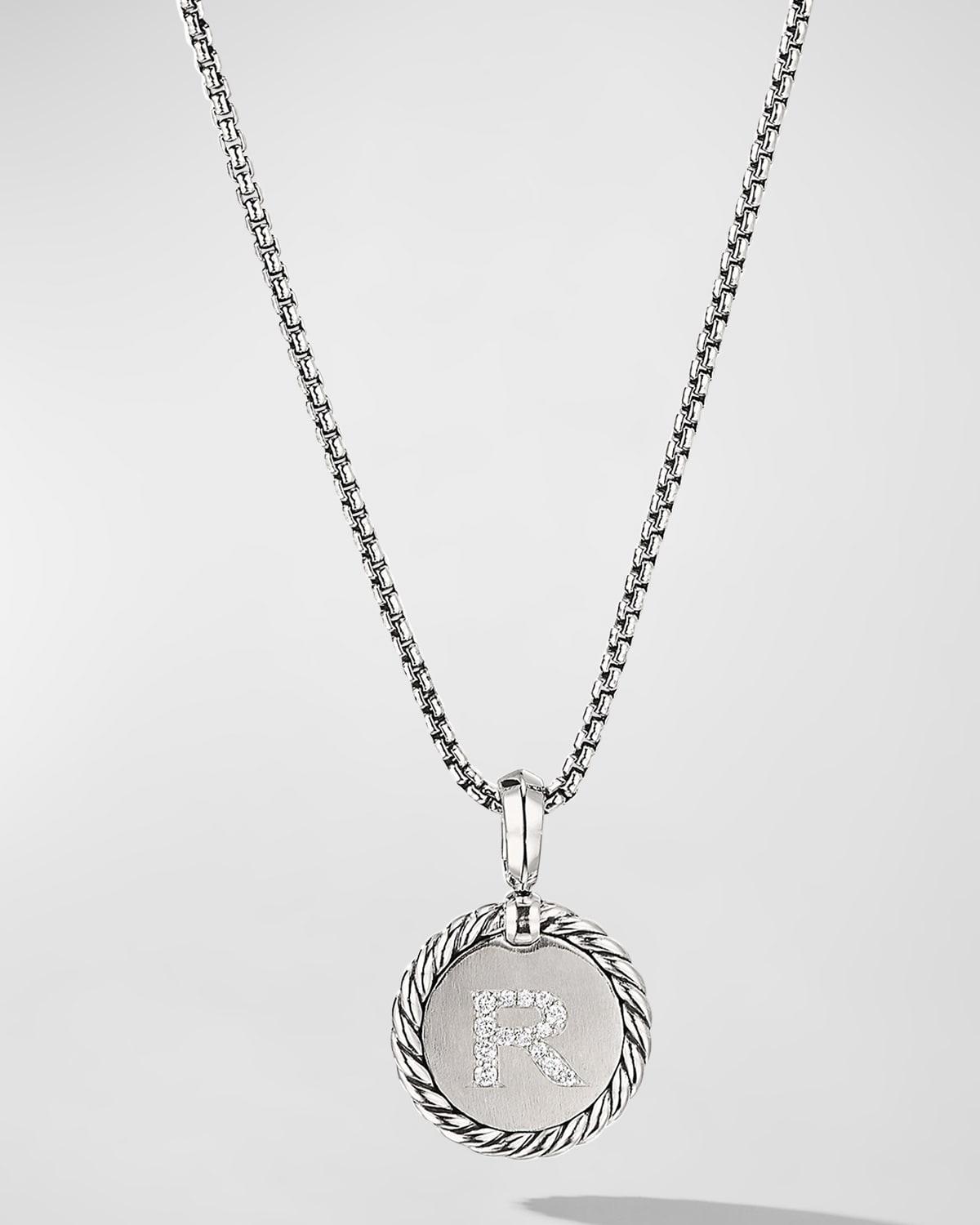 Womens M Initial Charm Necklace in Sterling Silver Product Image