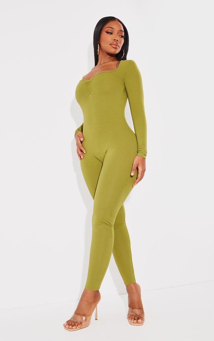 Shape Olive Contour Jersey Ruched Bust Long Sleeve Jumpsuit Product Image