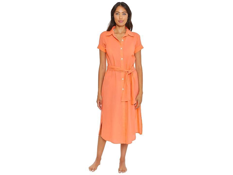 BECCA by Rebecca Virtue Gauzy Button-Down Shirtdress Cover-Up (Nectar) Women's Swimwear Product Image