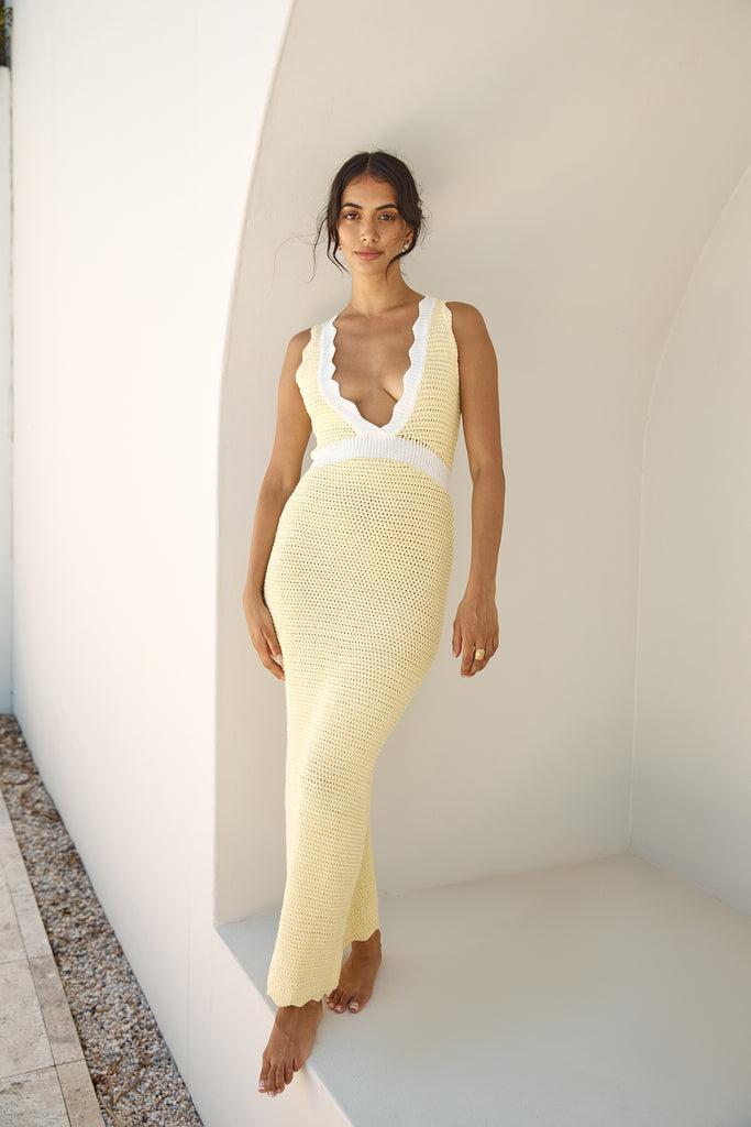 Lisbon Lover Knit Maxi Dress Yellow Product Image