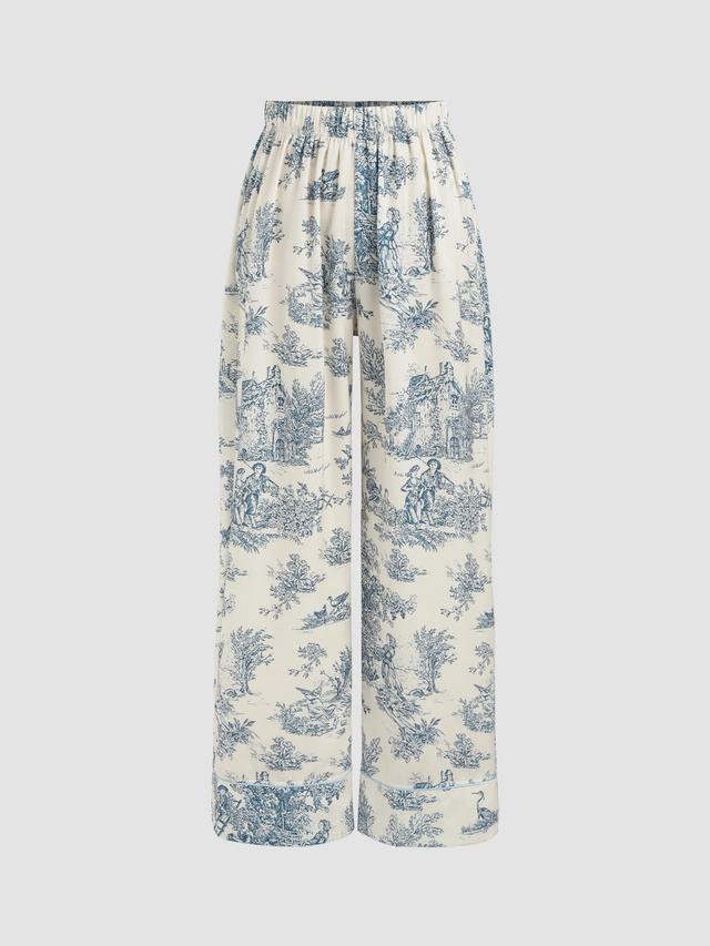 Satin Toile de Jouy Pajama Pants Product Image