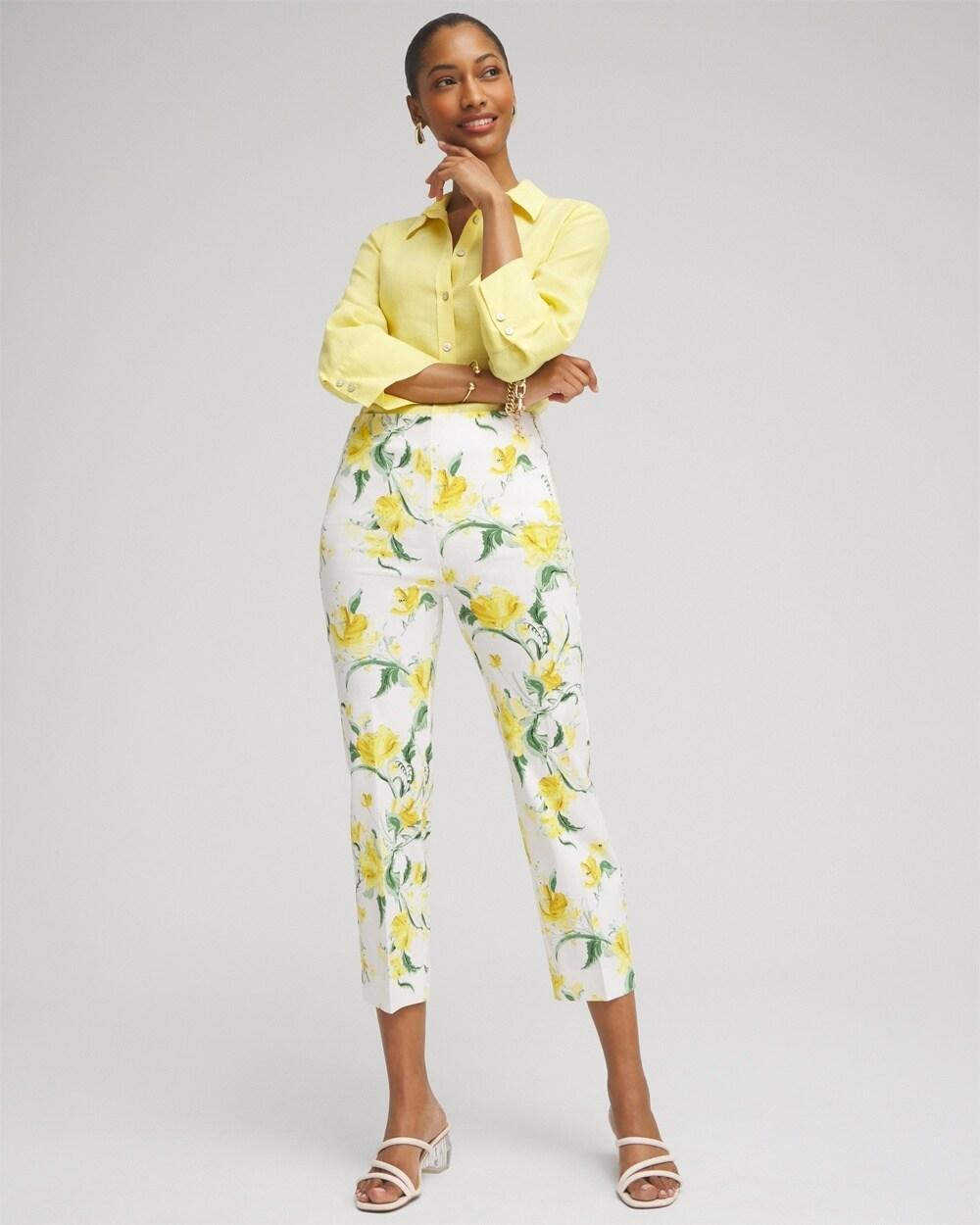 Juliet Floral Straight Cropped Pants Product Image